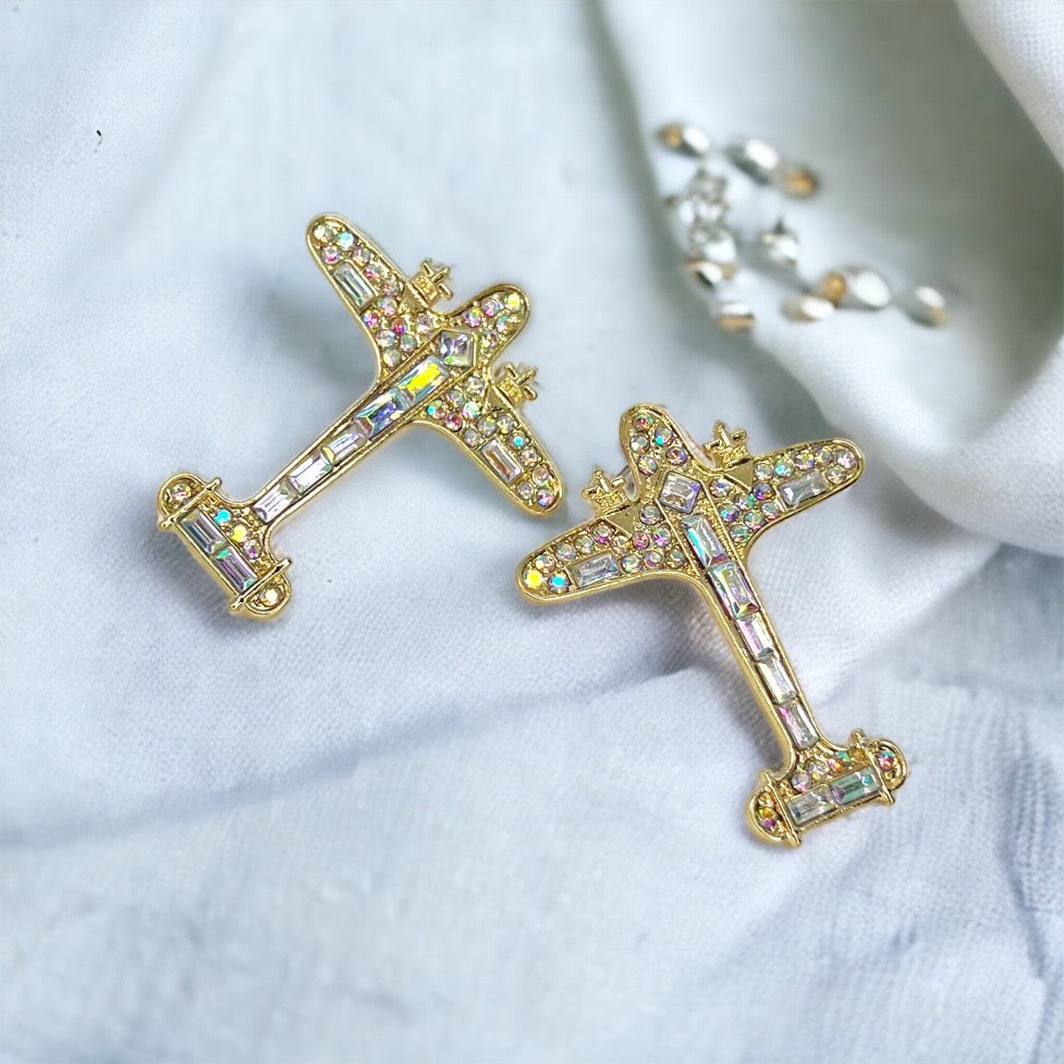 Jet, Set, Sparkle – Rhinestone Airplane Earrings for the Glam Globetrotter ✈️ - Rhythms of Grace Creative
