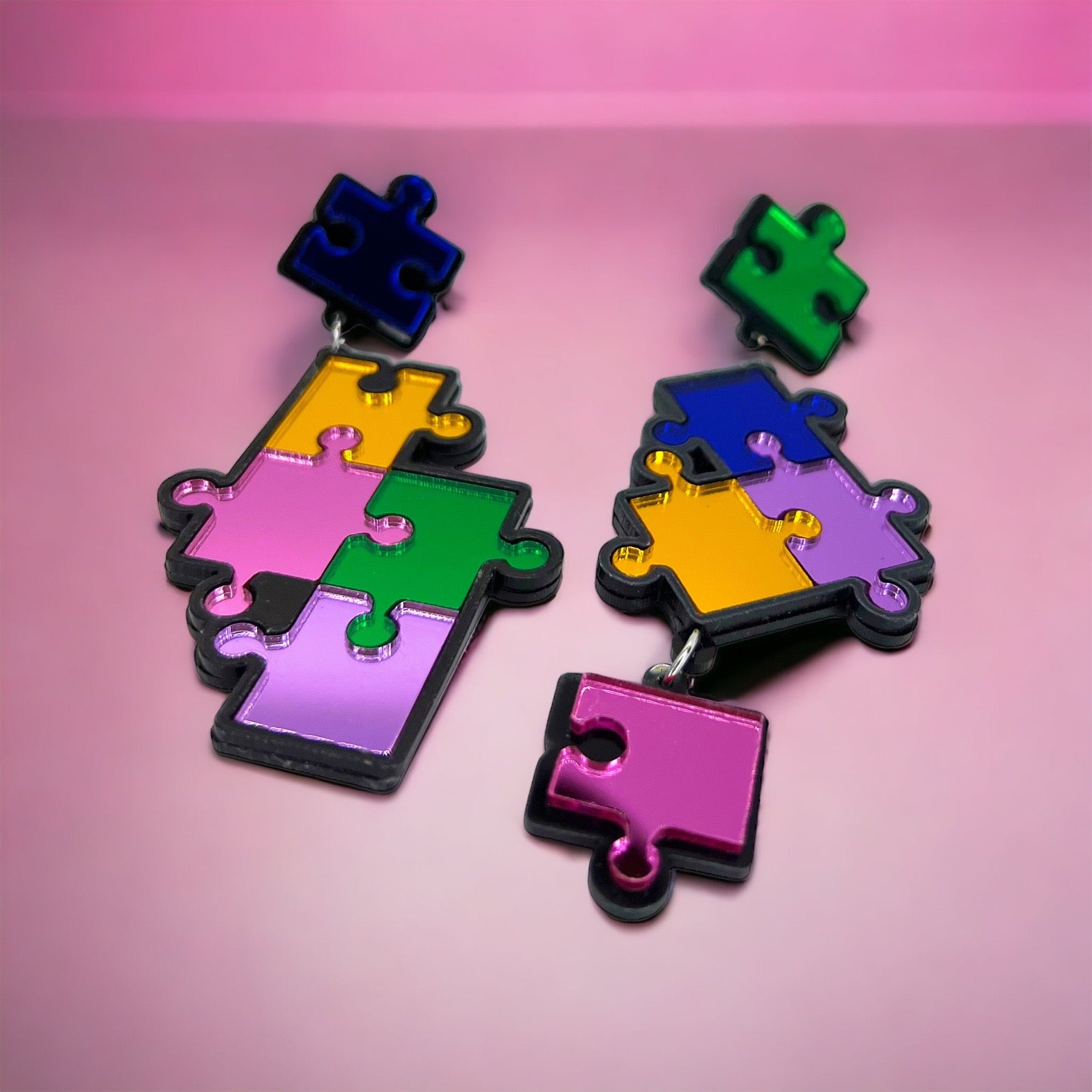 Puzzle of Style: Reflective Enigma Earrings for Awareness & Elegance! - Rhythms of Grace Creative