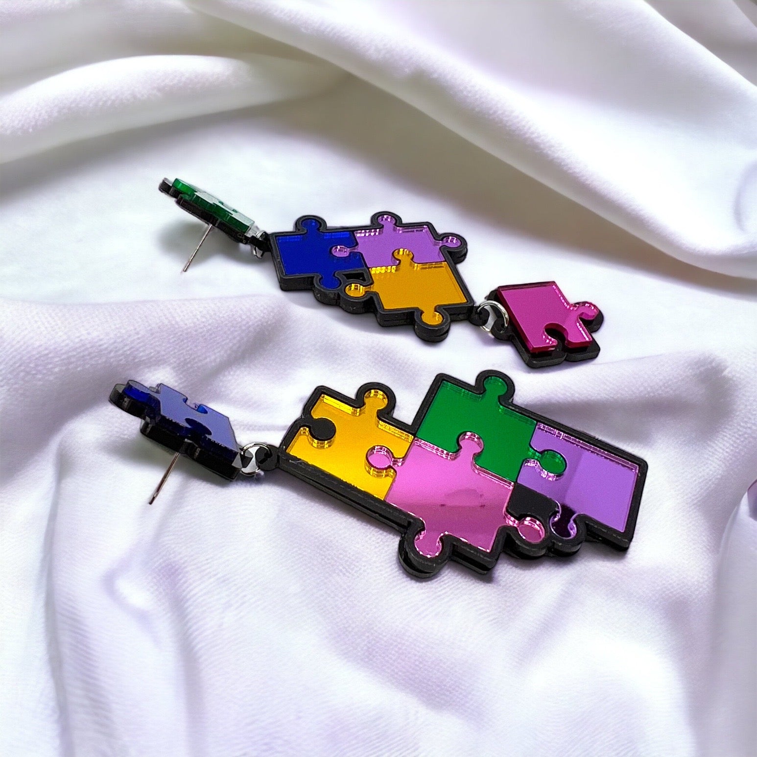 Puzzle of Style: Reflective Enigma Earrings for Awareness & Elegance! - Rhythms of Grace Creative