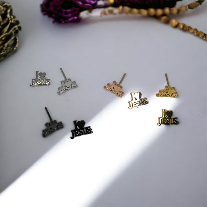 Shine with Faith: I Love Jesus Stud Earrings - Lightweight & Heartfelt! - Rhythms of Grace Creative