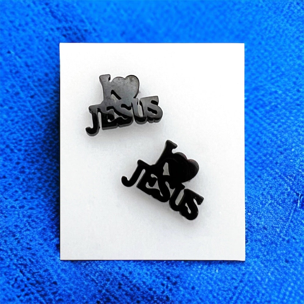 Shine with Faith: I Love Jesus Stud Earrings - Lightweight & Heartfelt! - Rhythms of Grace Creative