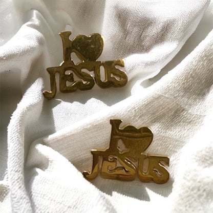 Shine with Faith: I Love Jesus Stud Earrings - Lightweight & Heartfelt! - Rhythms of Grace Creative