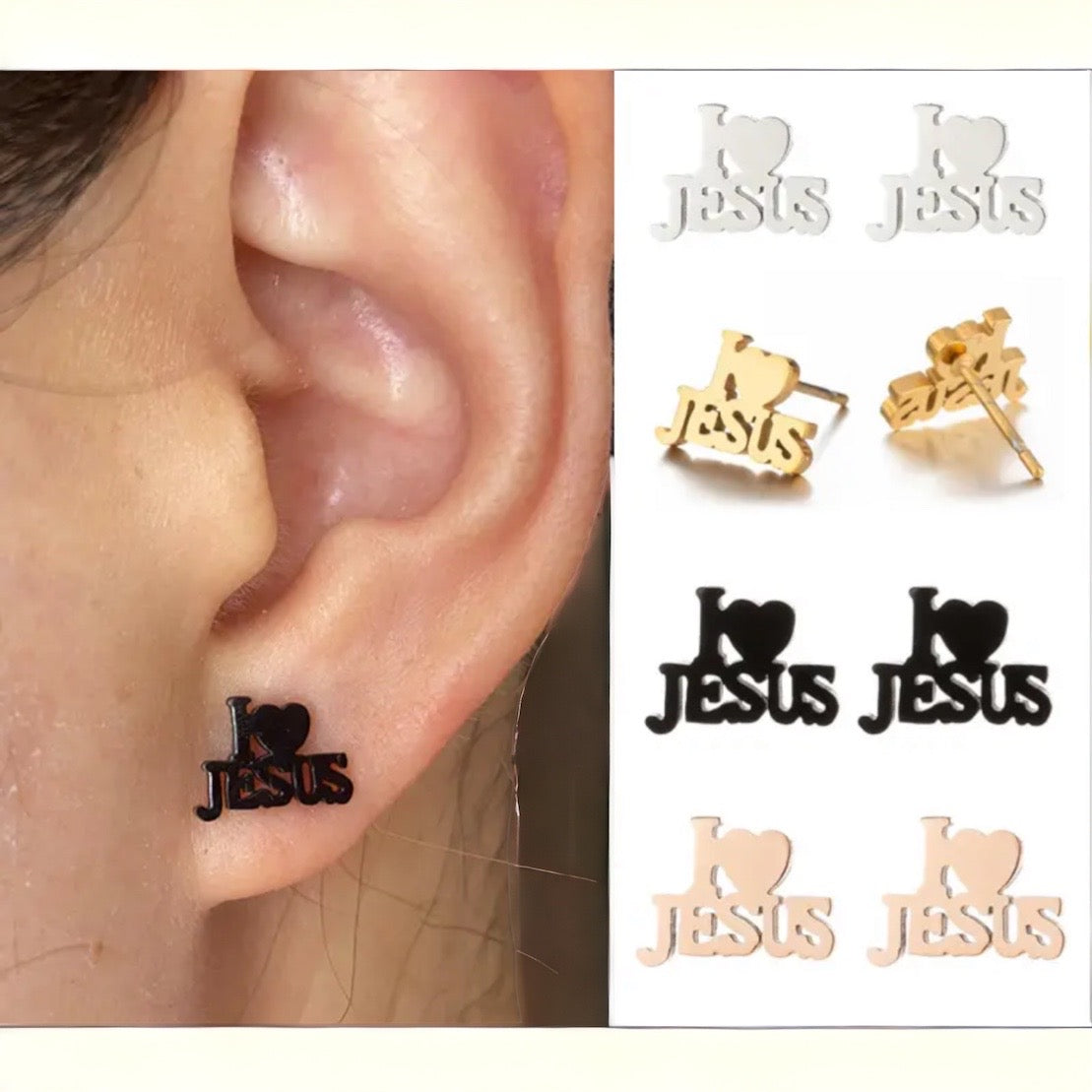 Shine with Faith: I Love Jesus Stud Earrings - Lightweight & Heartfelt! - Rhythms of Grace Creative
