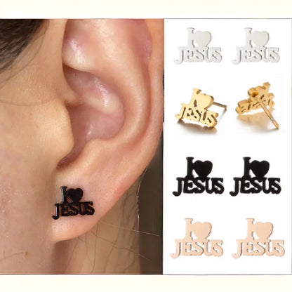 Shine with Faith: I Love Jesus Stud Earrings - Lightweight & Heartfelt! - Rhythms of Grace Creative