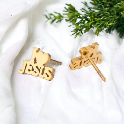 Shine with Faith: I Love Jesus Stud Earrings - Lightweight & Heartfelt! - Rhythms of Grace Creative