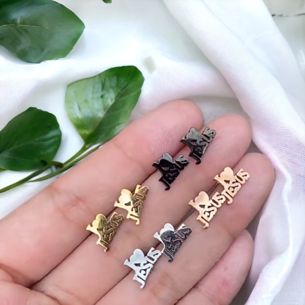 Shine with Faith: I Love Jesus Stud Earrings - Lightweight & Heartfelt! - Rhythms of Grace Creative