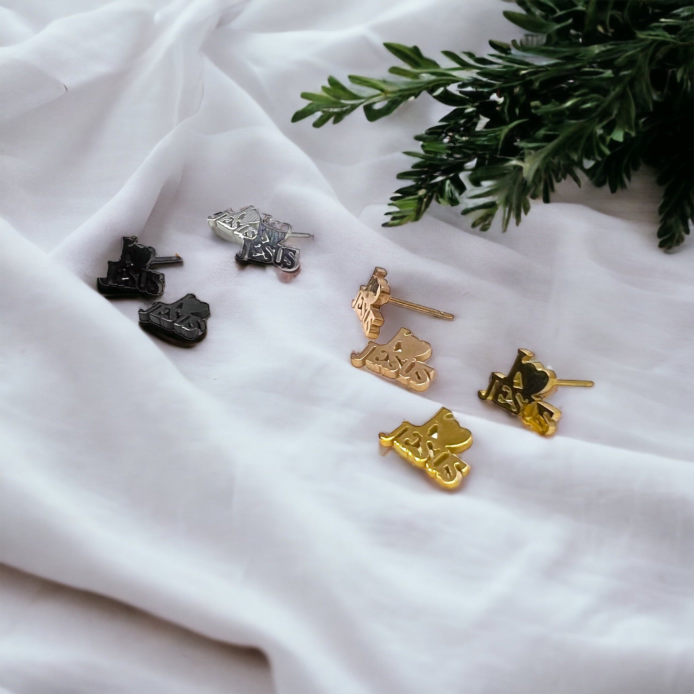 Shine with Faith: I Love Jesus Stud Earrings - Lightweight & Heartfelt! - Rhythms of Grace Creative