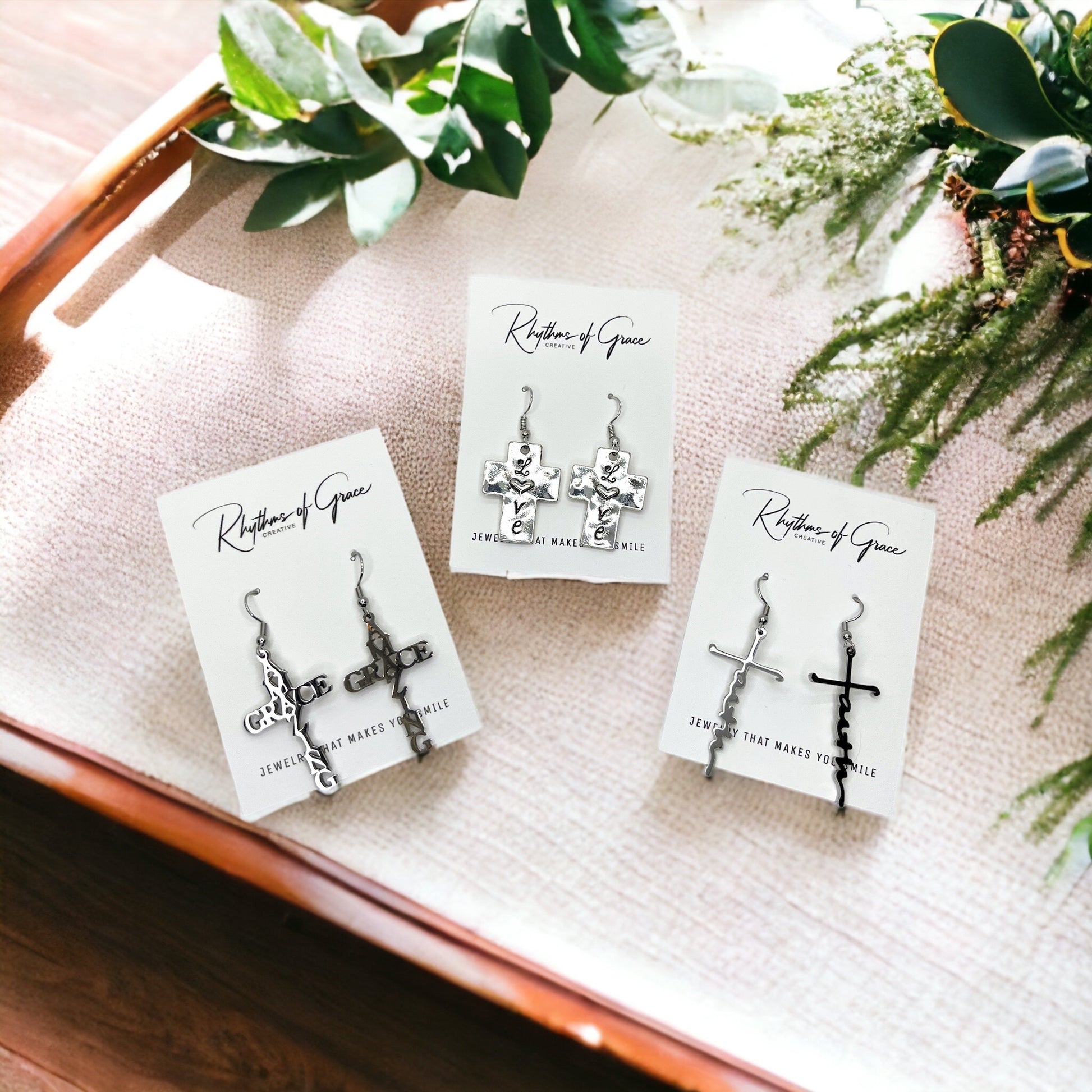 Grace & Glam – Delicate Silver Cross Earrings - Rhythms of Grace Creative