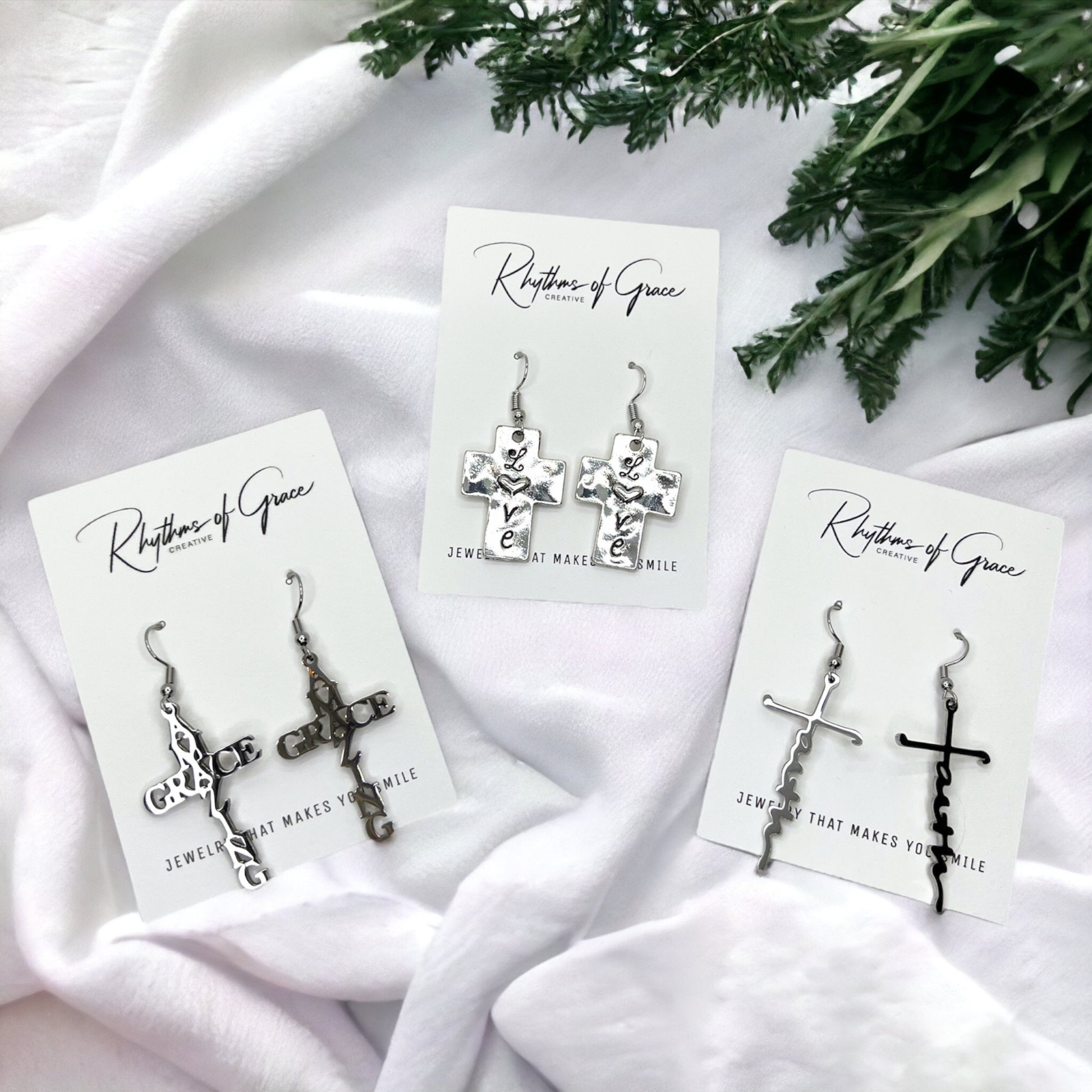 Grace & Glam – Delicate Silver Cross Earrings - Rhythms of Grace Creative
