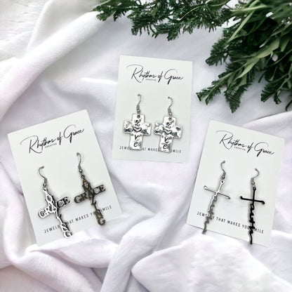 Grace & Glam – Delicate Silver Cross Earrings - Rhythms of Grace Creative