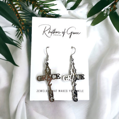 Grace & Glam – Delicate Silver Cross Earrings - Rhythms of Grace Creative