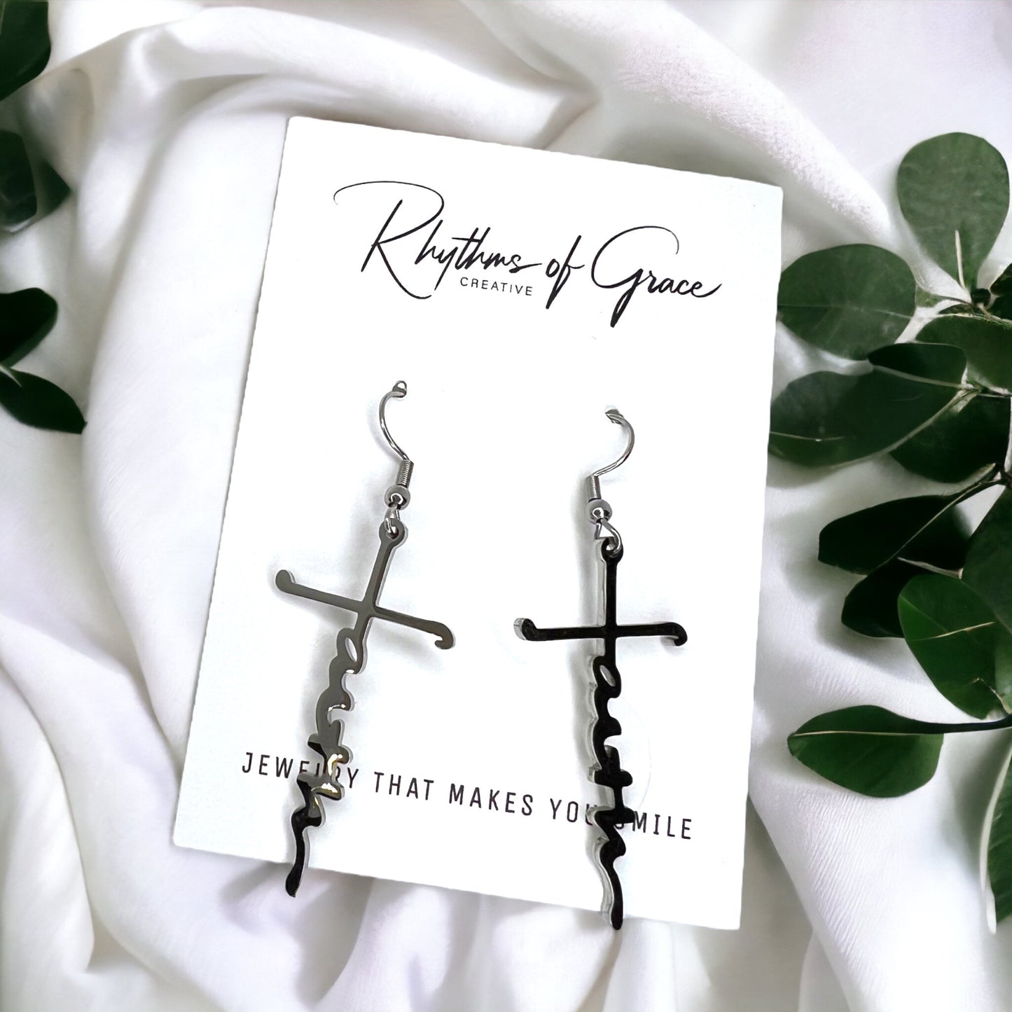 Grace & Glam – Delicate Silver Cross Earrings - Rhythms of Grace Creative