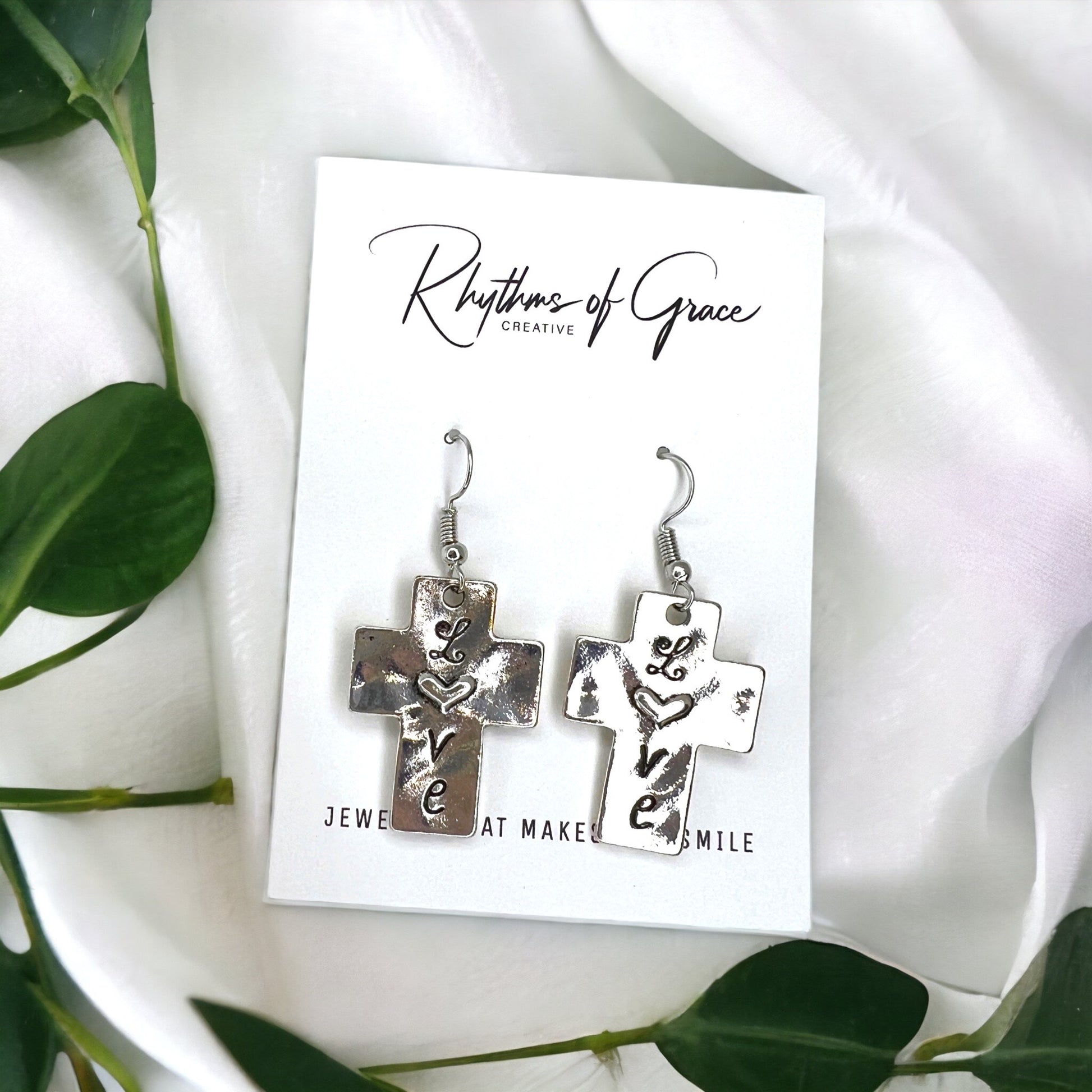 Grace & Glam – Delicate Silver Cross Earrings - Rhythms of Grace Creative