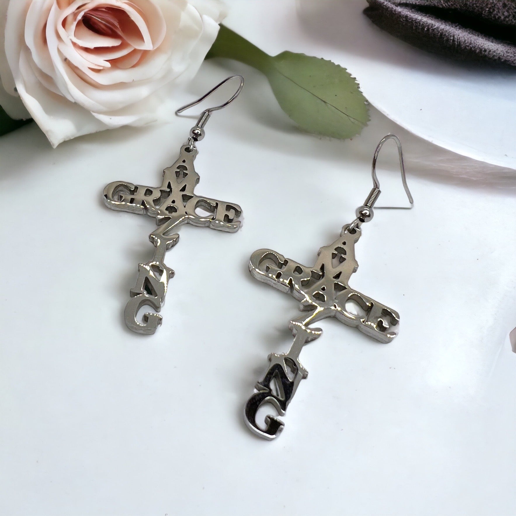 Grace & Glam – Delicate Silver Cross Earrings - Rhythms of Grace Creative