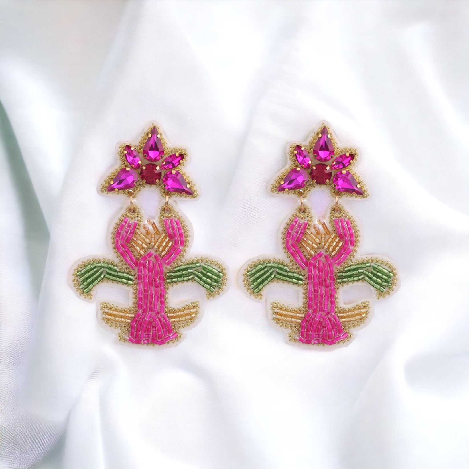 Festive Flair: Beaded Mardi Gras Earrings in Vibrant Purple, Green & Gold! - Rhythms of Grace Creative