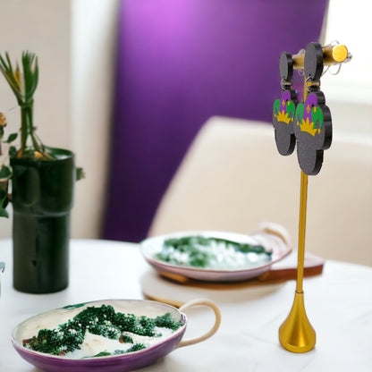 Mardi Gras Earrings - Handmade Jewelry, Mouse Ears, Handmade Earrings, Mardi Gras Jewelry, Mouse Earrings, Purple Green Gold, New Orleans - Rhythms of Grace Creative
