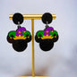 Mardi Gras Earrings - Handmade Jewelry, Mouse Ears, Handmade Earrings, Mardi Gras Jewelry, Mouse Earrings, Purple Green Gold, New Orleans - Rhythms of Grace Creative