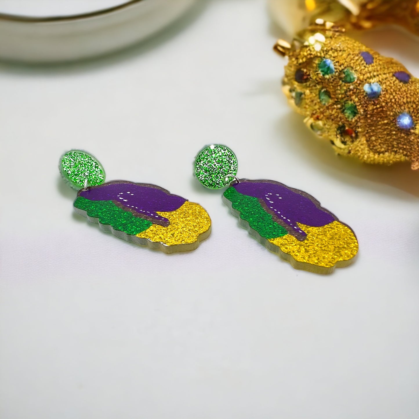 Sweeten Your Mardi Gras: Whimsical King Cake Dangle Earrings! - Rhythms of Grace Creative