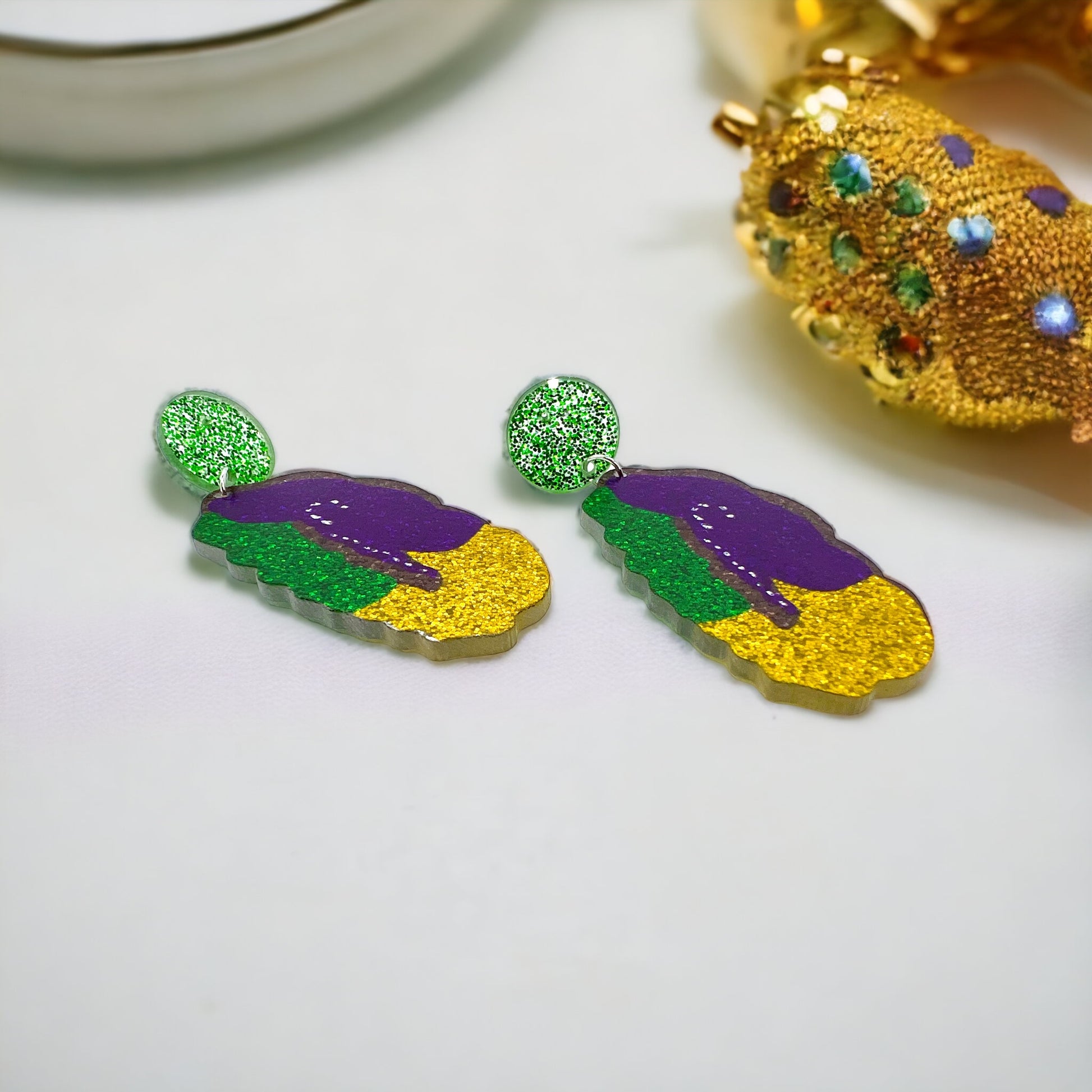 Sweeten Your Mardi Gras: Whimsical King Cake Dangle Earrings! - Rhythms of Grace Creative