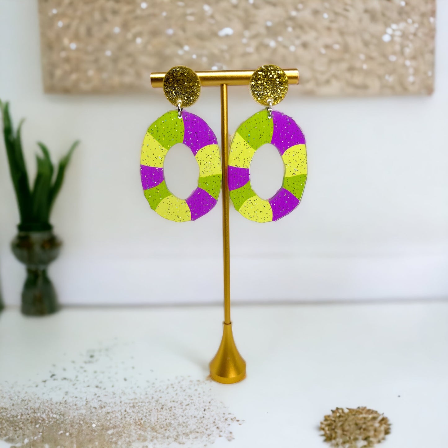 Sweeten Your Mardi Gras: Whimsical King Cake Dangle Earrings! - Rhythms of Grace Creative