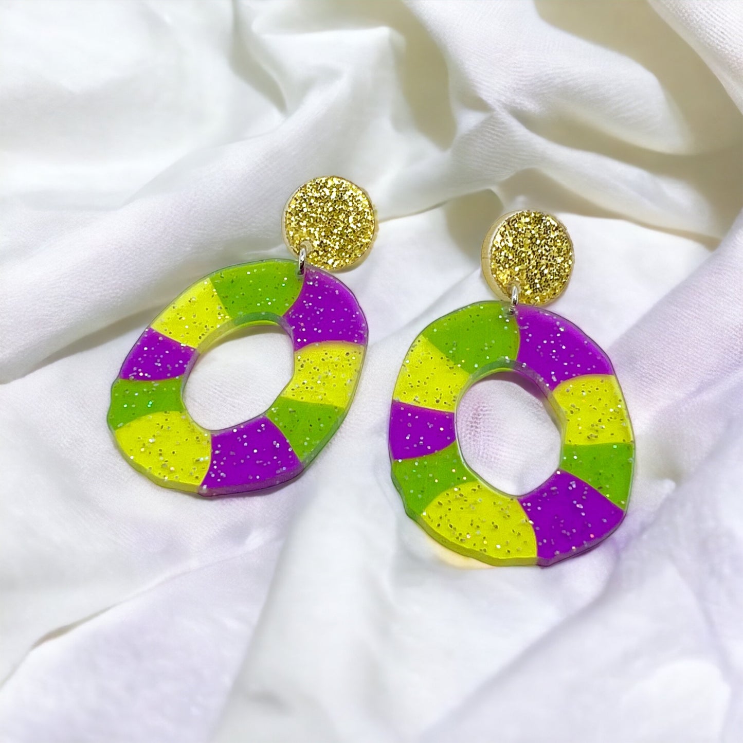 Sweeten Your Mardi Gras: Whimsical King Cake Dangle Earrings! - Rhythms of Grace Creative