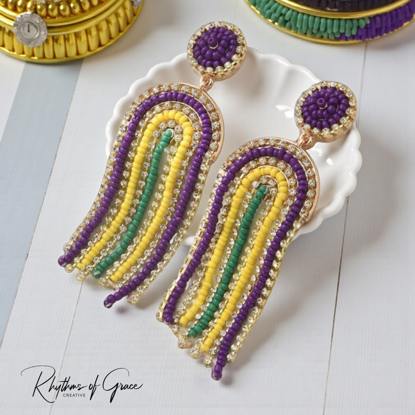 Mardi Gras Beaded Statement Earrings – Two Bold Styles to Choose From
