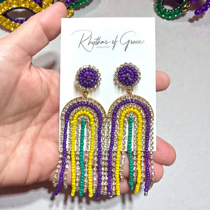 Mardi Gras Beaded Statement Earrings – Two Bold Styles to Choose From