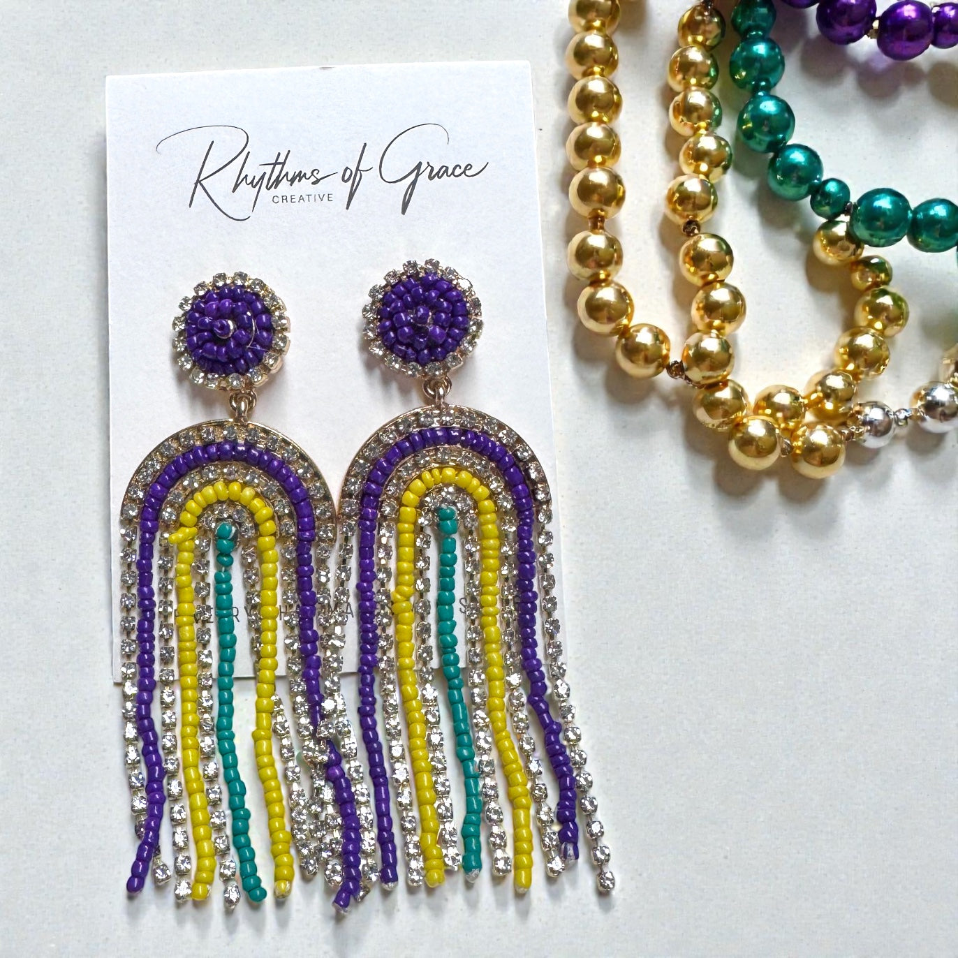 Mardi Gras Beaded Statement Earrings – Two Bold Styles to Choose From