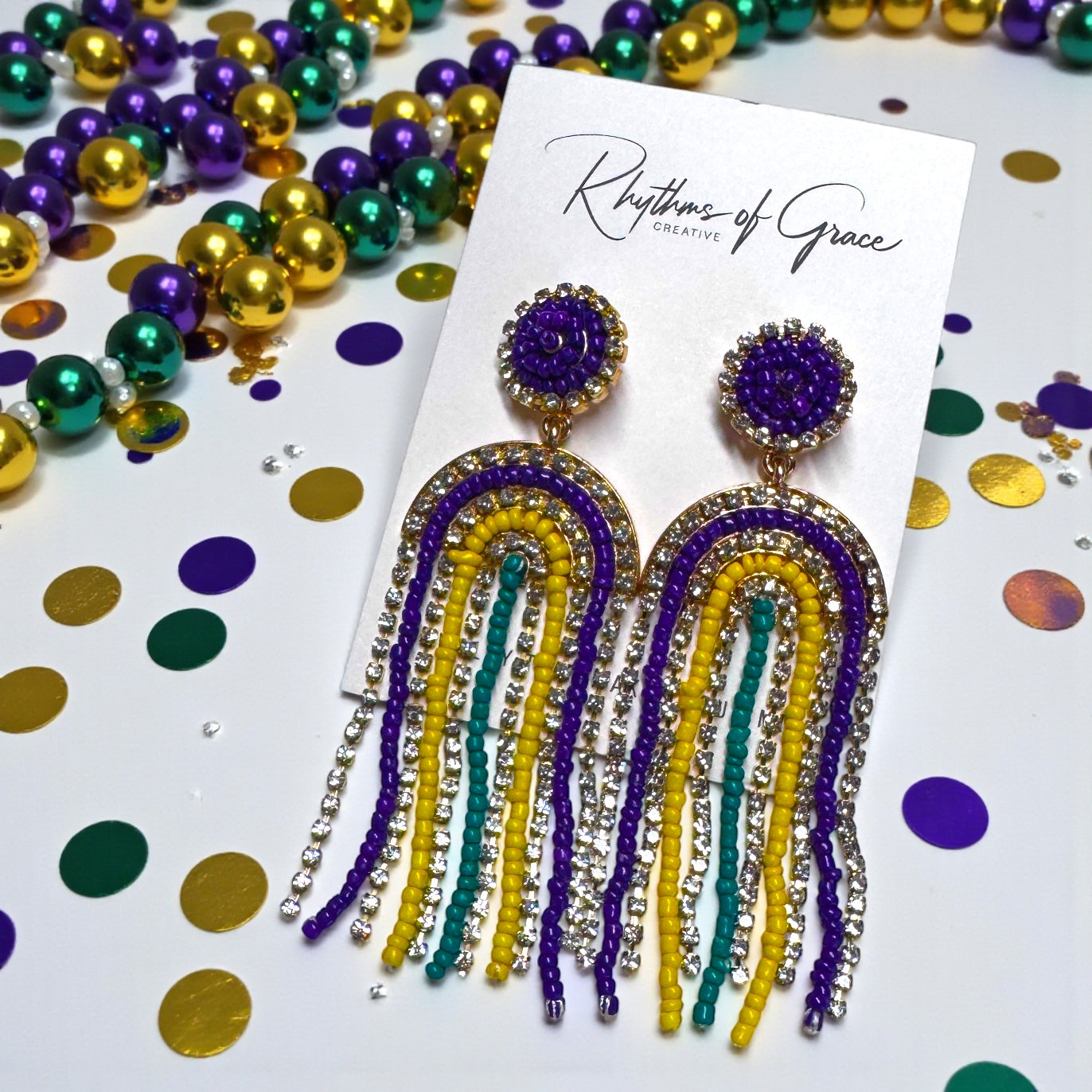 Mardi Gras Beaded Statement Earrings – Two Bold Styles to Choose From