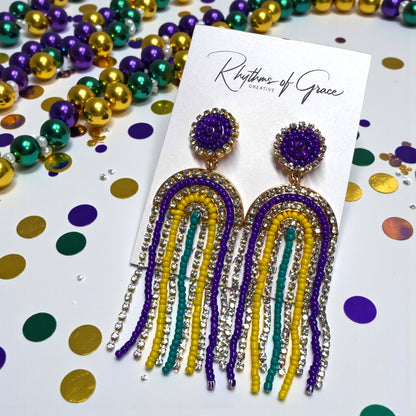Mardi Gras Beaded Statement Earrings – Two Bold Styles to Choose From