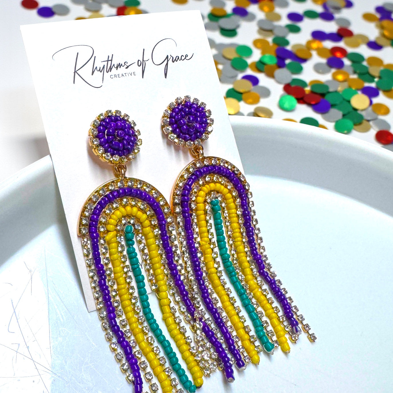 Mardi Gras Beaded Statement Earrings – Two Bold Styles to Choose From