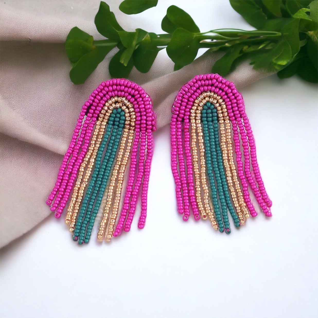 Beaded Mardi Gras Earrings - New Orleans Earrings, NOLA Jewelry, Purple Green Gold, Beaded Jewelry, Mardi Gras Jewelry, Mardi Gras Earrings - Rhythms of Grace Creative
