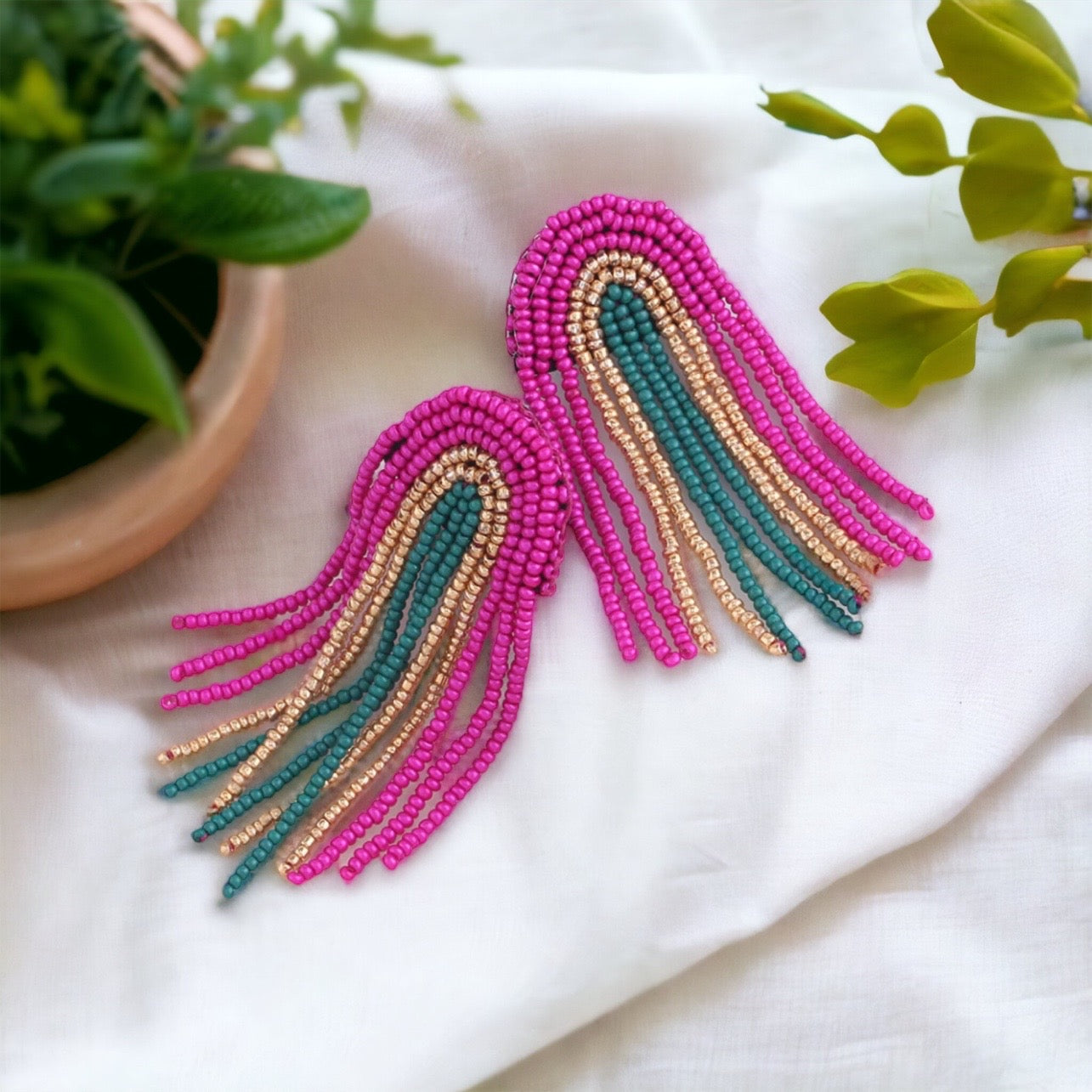Beaded Mardi Gras Earrings - New Orleans Earrings, NOLA Jewelry, Purple Green Gold, Beaded Jewelry, Mardi Gras Jewelry, Mardi Gras Earrings - Rhythms of Grace Creative