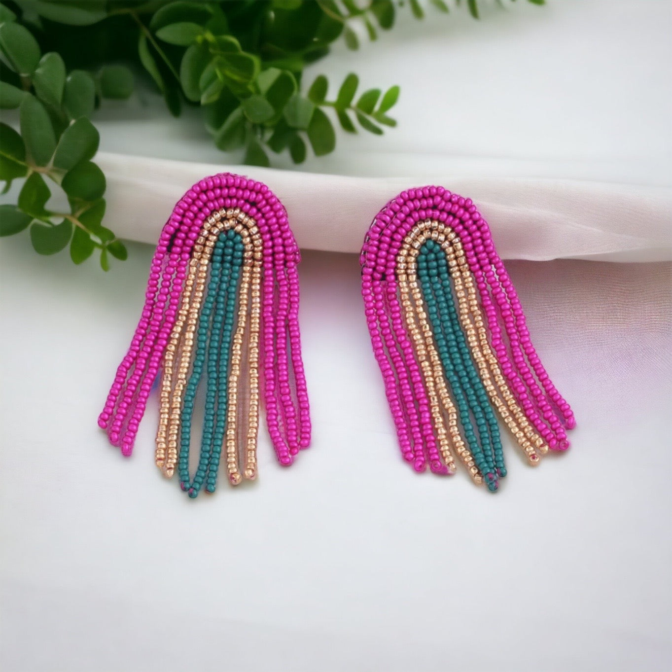 Beaded Mardi Gras Earrings - New Orleans Earrings, NOLA Jewelry, Purple Green Gold, Beaded Jewelry, Mardi Gras Jewelry, Mardi Gras Earrings - Rhythms of Grace Creative