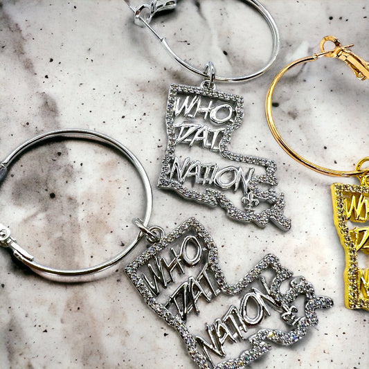 Louisiana Saints Hoop Earrings - Heart of NOLA! - Rhythms of Grace Creative