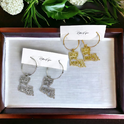Louisiana Saints Hoop Earrings - Heart of NOLA! - Rhythms of Grace Creative