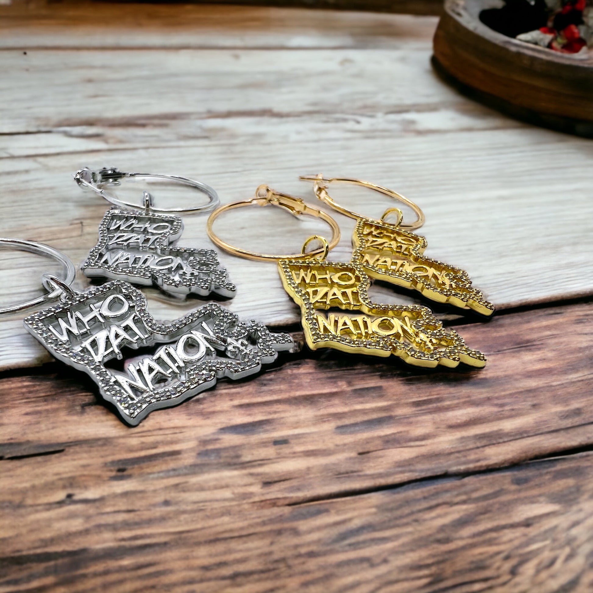 Louisiana Saints Hoop Earrings - Heart of NOLA! - Rhythms of Grace Creative