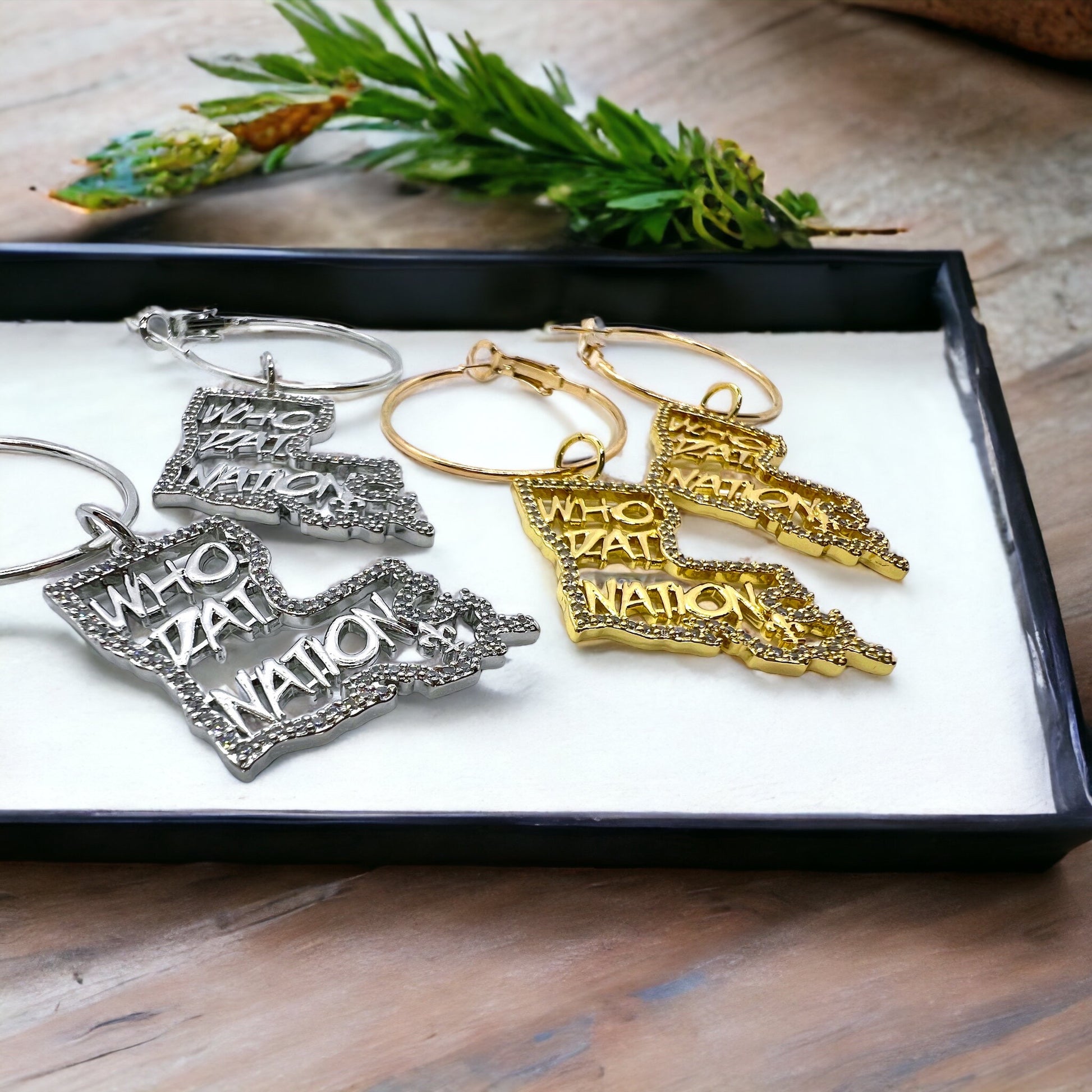 Louisiana Saints Hoop Earrings - Heart of NOLA! - Rhythms of Grace Creative