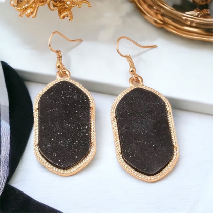 Black and Gold Beaded Earrings - Black and Gold, Fleur de lis, Handmade Earrings, Beaded Accessories, NOLA Saints - Rhythms of Grace Creative
