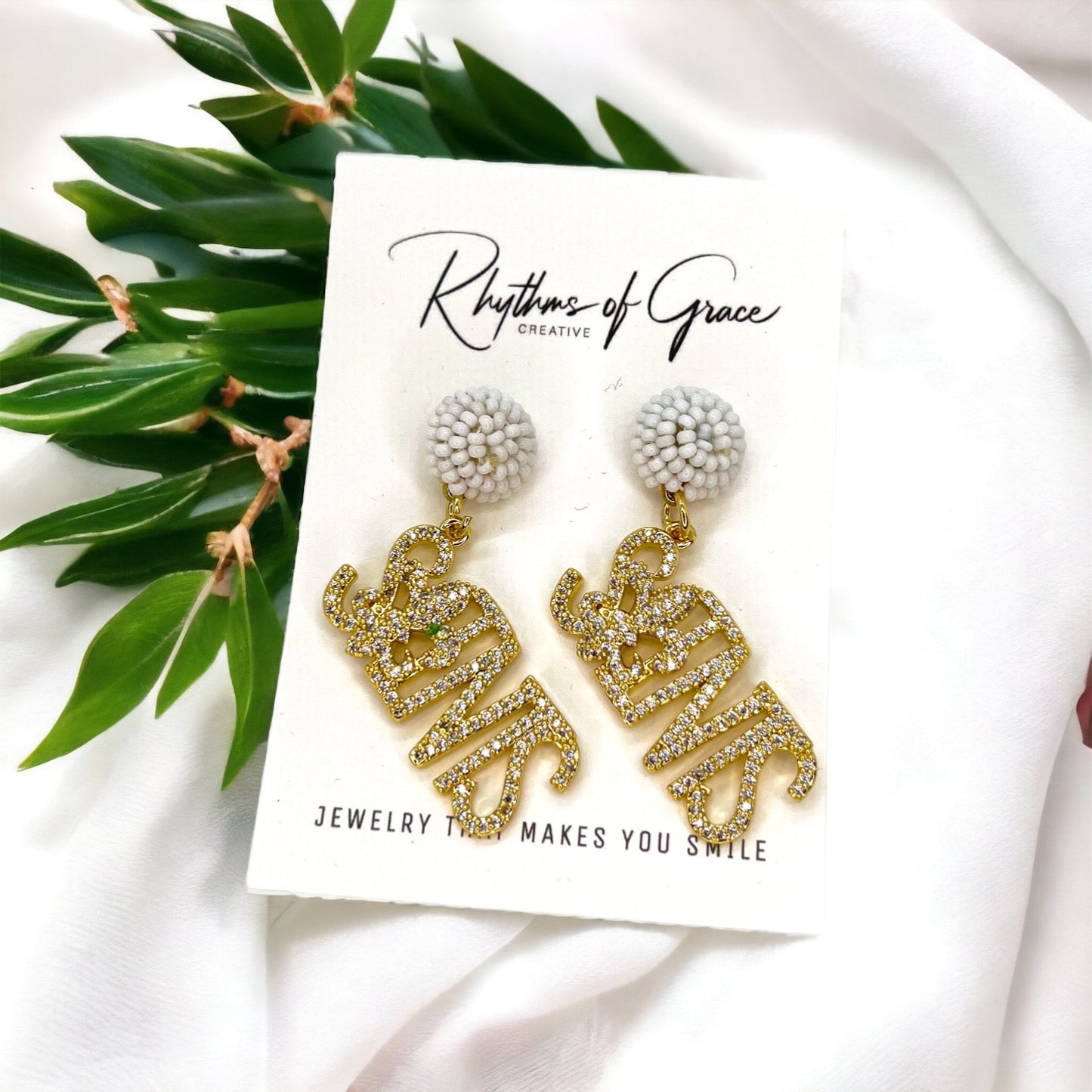 Louisiana Saints Earrings - Louisiana State, Handmade Jewelry, Heart of Louisiana, New Orleans Saints, NOLA Earrings, Handmade Earrings - Rhythms of Grace Creative