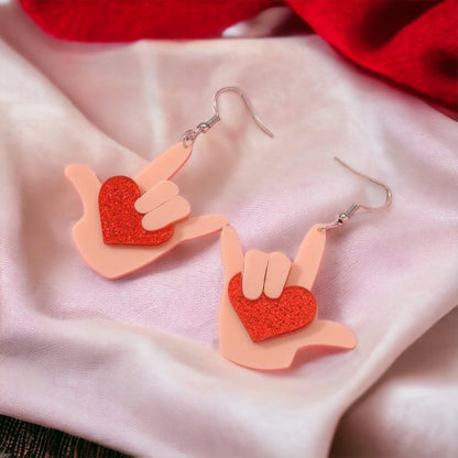 Love in Every Gesture: Sign Language Dangle Earrings! - Rhythms of Grace Creative