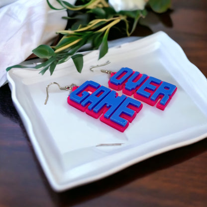 Game Over Earrings - 80’s Retro, Game Console, Game Over, Cartoon Character, Retro Video Game, Handmade Earrings - Rhythms of Grace Creative