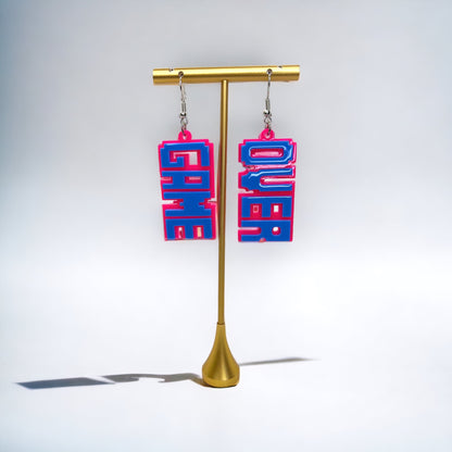 Game Over Earrings - 80’s Retro, Game Console, Game Over, Cartoon Character, Retro Video Game, Handmade Earrings - Rhythms of Grace Creative