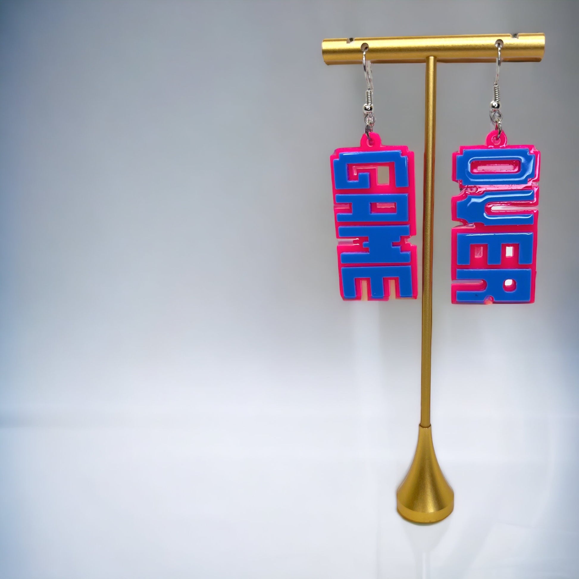 Game Over Earrings - 80’s Retro, Game Console, Game Over, Cartoon Character, Retro Video Game, Handmade Earrings - Rhythms of Grace Creative