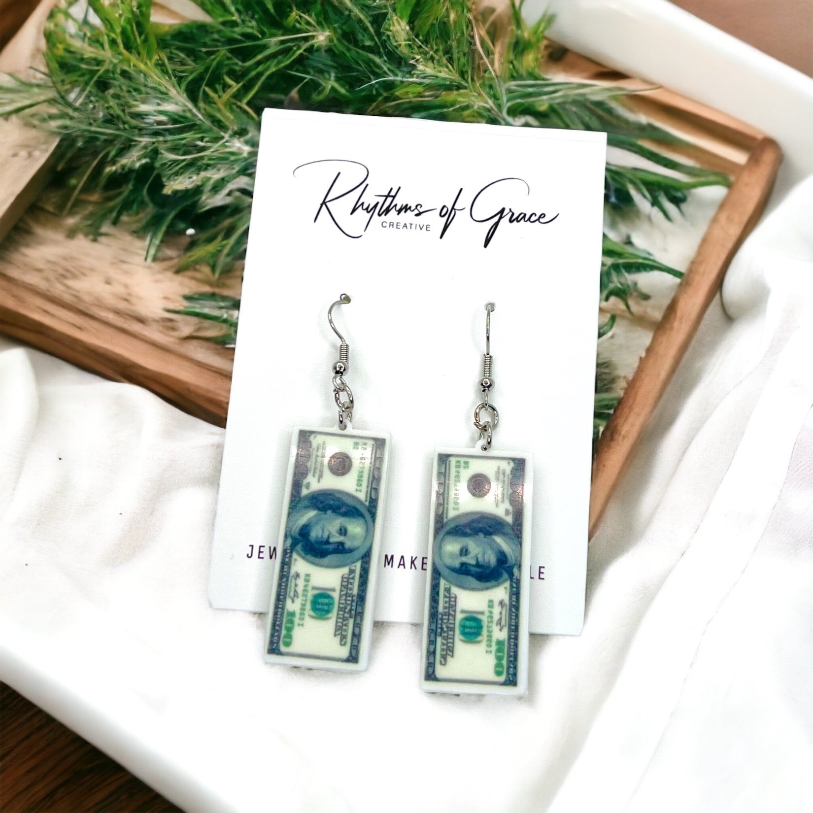 Benjamin Earrings: Flaunt Your Financial Flair! 💵 - Rhythms of Grace Creative