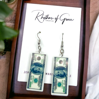 Benjamin Earrings: Flaunt Your Financial Flair! 💵 - Rhythms of Grace Creative