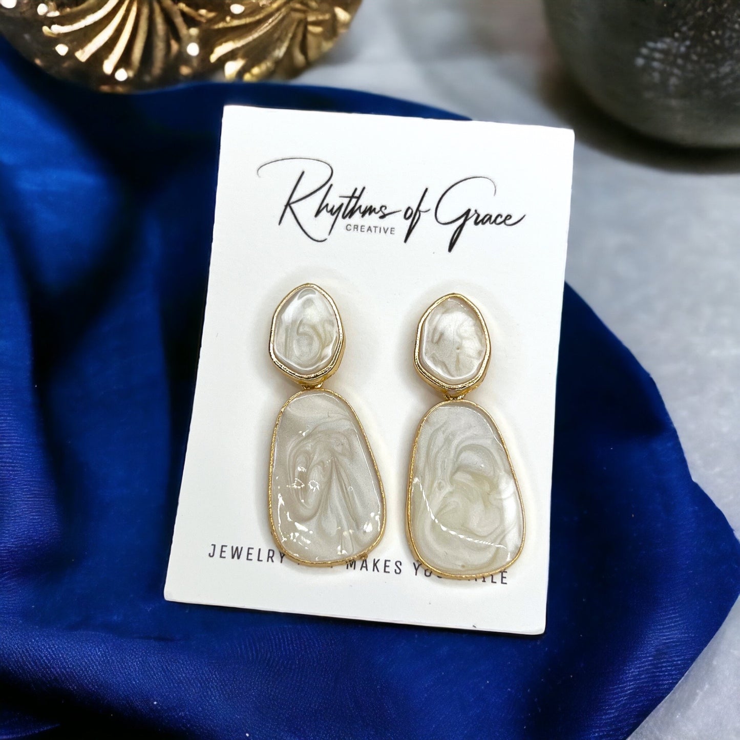 Radiant White Stone Dangle Earrings: Unleash Your Boho Chic Vibes! - Rhythms of Grace Creative