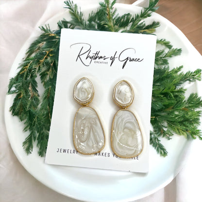 Radiant White Stone Dangle Earrings: Unleash Your Boho Chic Vibes! - Rhythms of Grace Creative