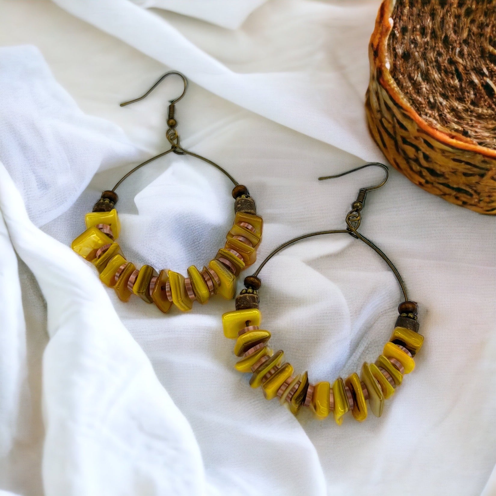 Boho Drop Earrings - Festival Accessories, Boho Chic, Beaded Earrings, Bohemian Style, Brown Earrings Gypsy Earrings, Dangle - Rhythms of Grace Creative