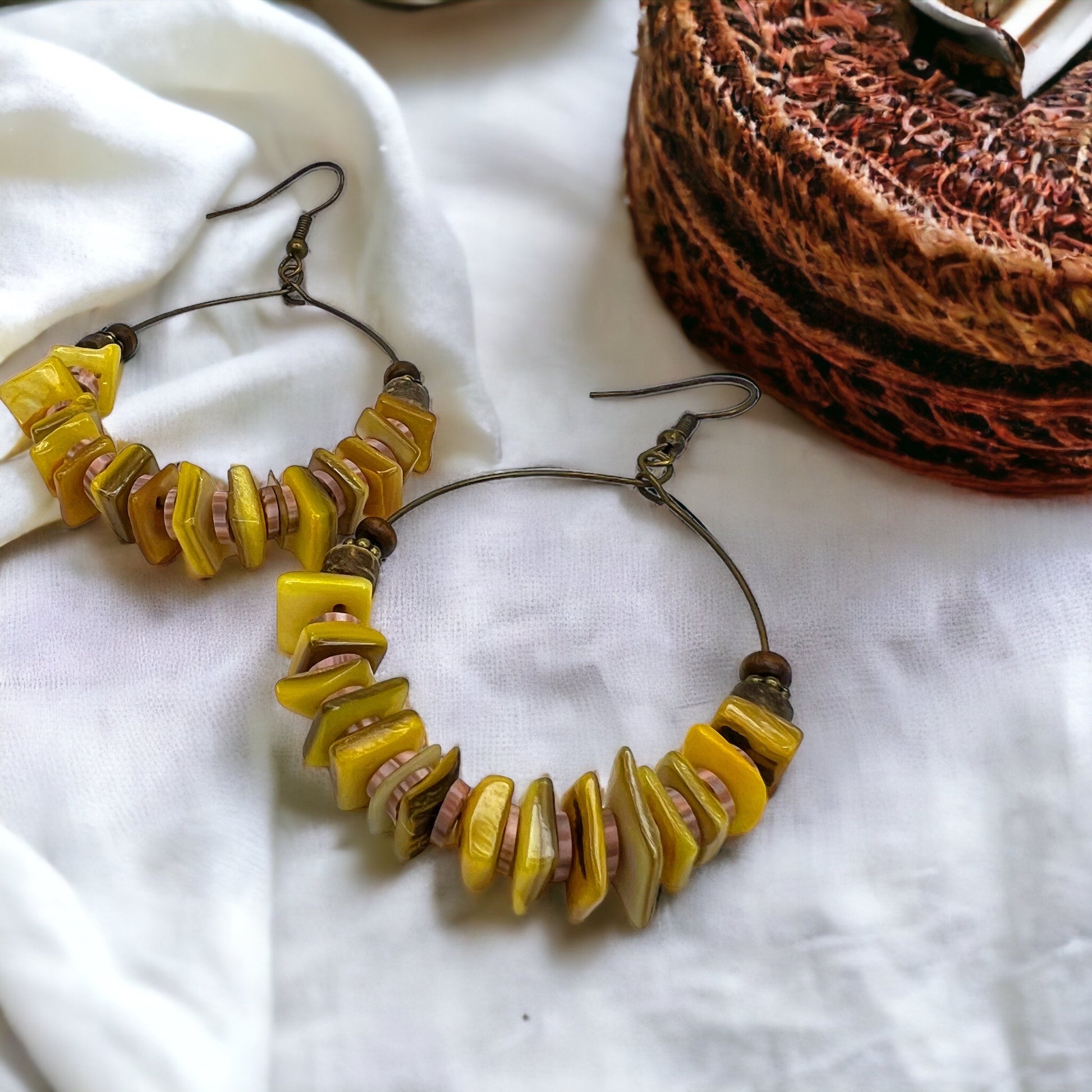Boho Drop Earrings - Festival Accessories, Boho Chic, Beaded Earrings, Bohemian Style, Brown Earrings Gypsy Earrings, Dangle - Rhythms of Grace Creative
